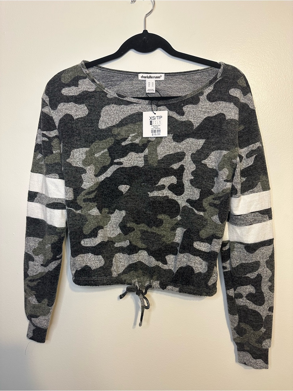 charlotte russe Women's Camouflage Drawstring Top